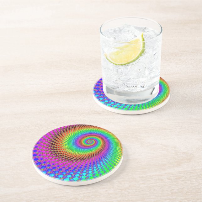 Posavasos De Arenisca Fractal espiral abstracta (Lado)
