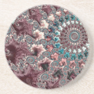 Posavasos De Arenisca Fractal espiral bohemiana ecléctica retro Groovy