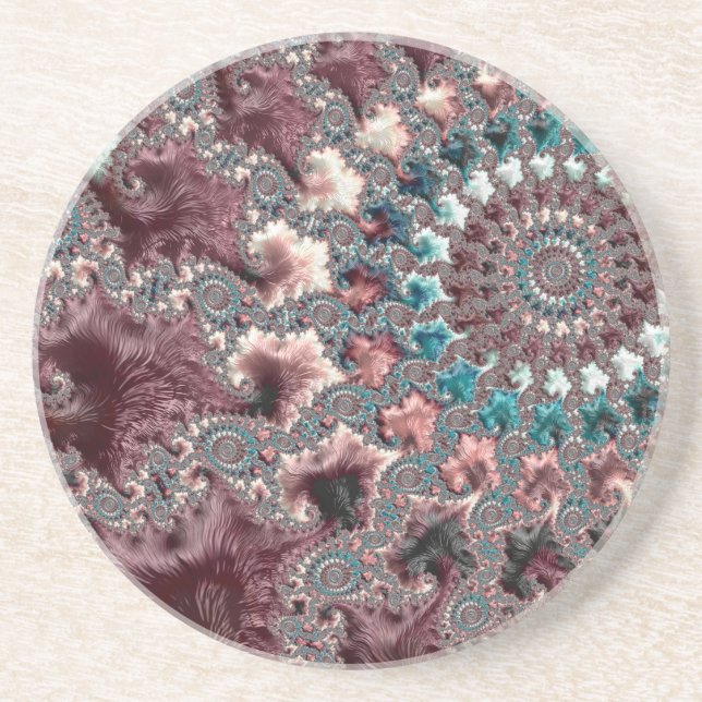 Posavasos De Arenisca Fractal espiral bohemiana ecléctica retro Groovy (Frente)