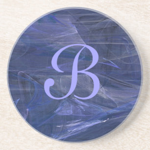 Posavasos De Arenisca Fractal Grunge Series-13: escayola azul—1 de