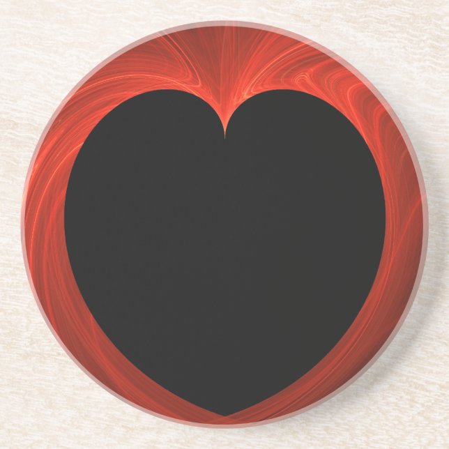 Posavasos De Arenisca Fractal Heart Series-7—Red Swirl Coaster (Frente)