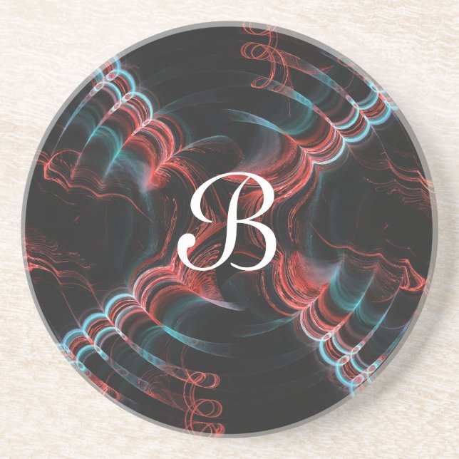 Posavasos De Arenisca Fractal Misc Series-13: escayola verde azulada ros (Frente)