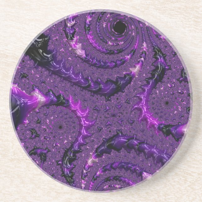Posavasos De Arenisca Fractal púrpura (Frente)