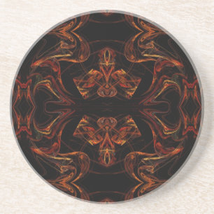 Posavasos De Arenisca Fractal Series-14: Naranja de la escoria 1 de colo