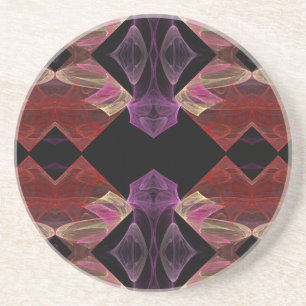 Posavasos De Arenisca Fractal Series-4—Red Purpl Coaster 1 de colores