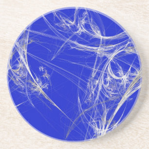 Posavasos De Arenisca Fractal Web Series-2: Blue White Coaster 1 de