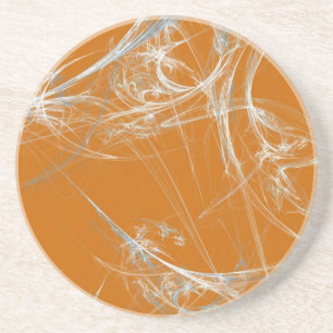 Posavasos De Arenisca Fractal Web Series-2: Naranja White Coaster 1 de