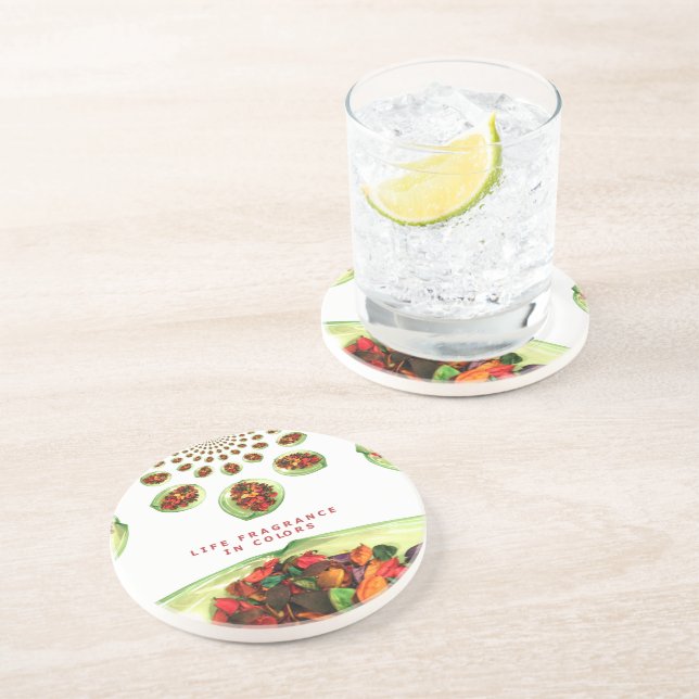 Posavasos De Arenisca Fragrancia en la vida: Mensaje Inspirador de Potpo (Lado)