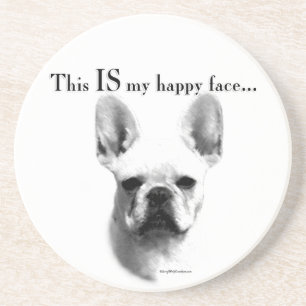 Posavasos De Arenisca Frenchie Happy Face