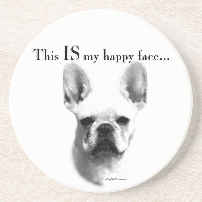 Posavasos De Arenisca Frenchie Happy Face (Frente)