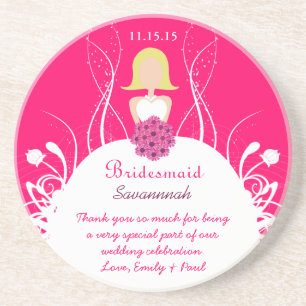 Posavasos De Arenisca Fuchsia Blonde Boda de dama de honor
