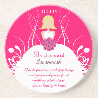 Posavasos De Arenisca Fuchsia Blonde Boda de dama de honor