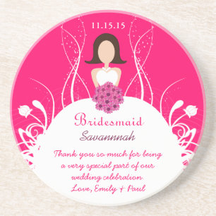 Posavasos De Arenisca Fuchsia Brunette Bridesmaid Boda de traje de baño