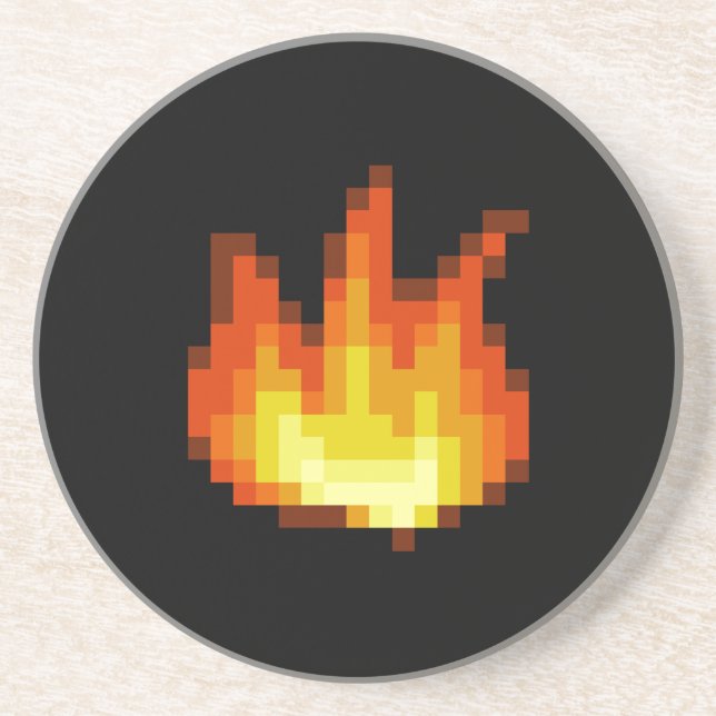 Posavasos De Arenisca Fuego de Pixeled de 8 pedazos (Frente)