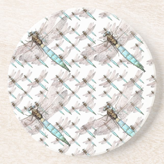 Posavasos De Arenisca Fuerza aérea de la libélula en blanco (Frente)