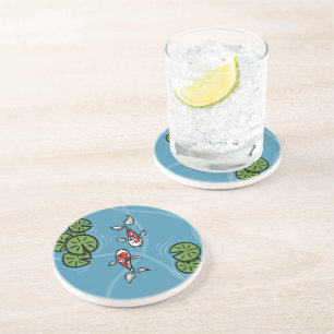 Posavasos De Arenisca Fuku y Heiwa el Coaster de Koi