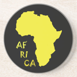 Posavasos De Arenisca Funky Yellow Africa Map
