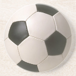 Posavasos De Arenisca fútbol blanco negro de 3D Soccerball