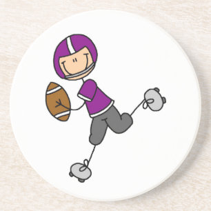 Posavasos De Arenisca Fútbol de Figuras de Palitos Púrpura