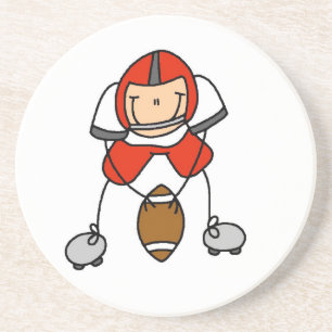 Posavasos De Arenisca Fútbol de Figuras de Palitos Rojo