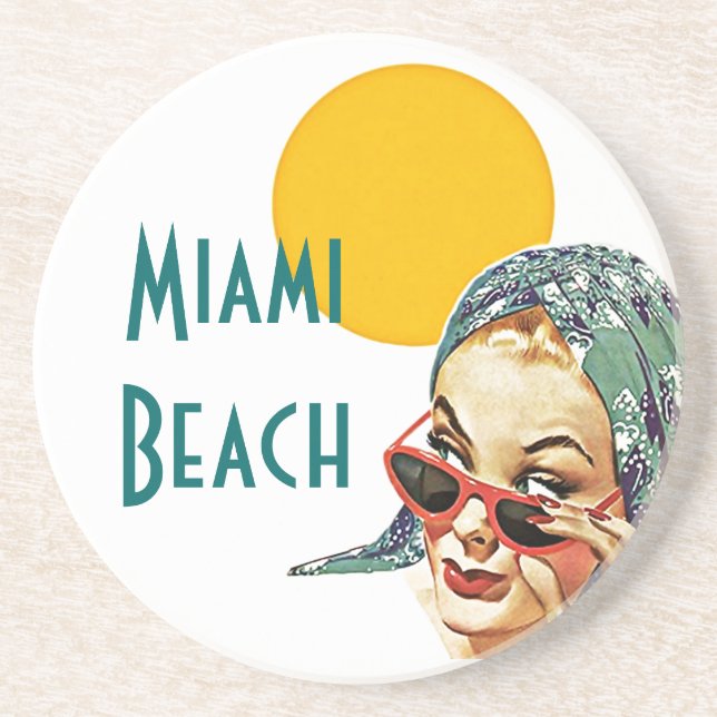 Posavasos De Arenisca Gafas de sol del rojo del estilo de los mediados (Frente)