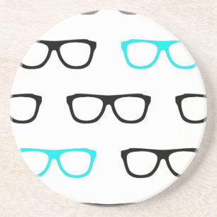 Posavasos De Arenisca gafas geeky geek azul