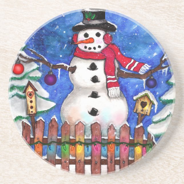 Posavasos De Arenisca Garden Snowman (Frente)