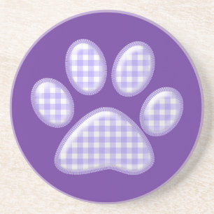 Posavasos De Arenisca garra gata gingham - púrpura