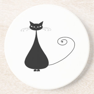 Posavasos De Arenisca Gatito banal negro 4