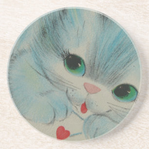 Posavasos De Arenisca Gatito de la tarjeta del día de San Valentín del