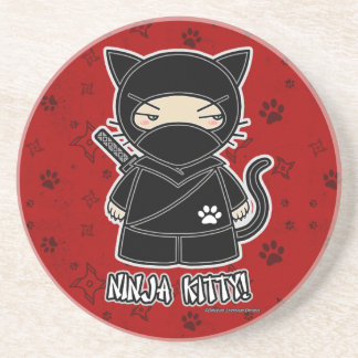 Posavasos De Arenisca ¡Gatito de Ninja! Práctico de costa del rojo de