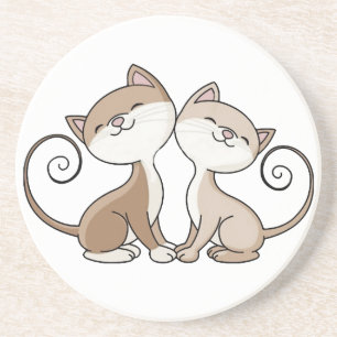 Posavasos De Arenisca Gatitos de BFF con las colas que se encrespan
