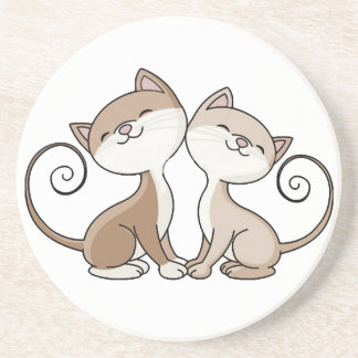 Posavasos De Arenisca Gatitos de BFF con las colas que se encrespan