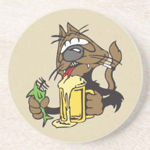 Posavasos De Arenisca gato bebiendo cerveza