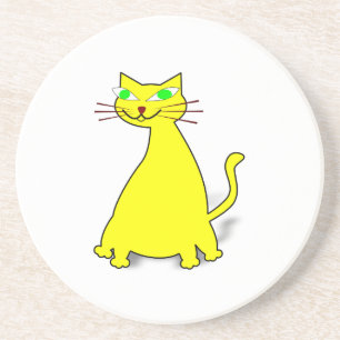 Posavasos De Arenisca Gato de grasa amarillo