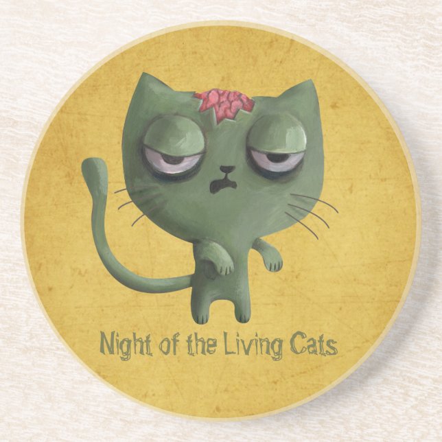 Posavasos De Arenisca Gato del zombi (Frente)