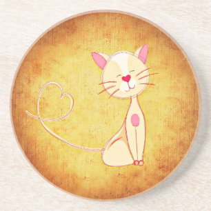 Posavasos De Arenisca Gato lindo del dibujo animado