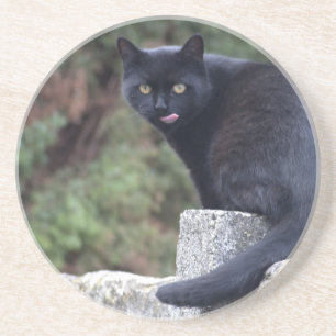 Posavasos De Arenisca Gato negro