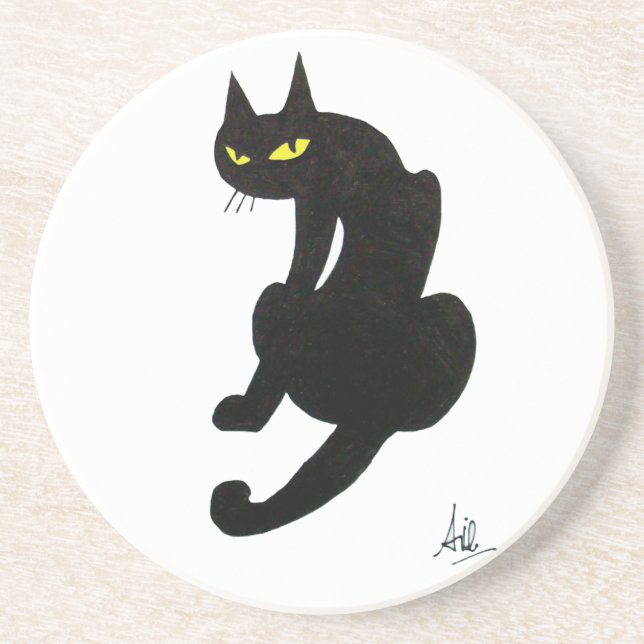 POSAVASOS DE ARENISCA GATO NEGRO (Frente)