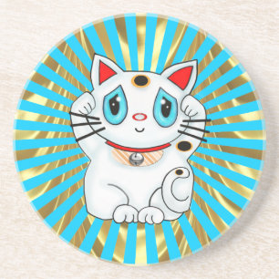 Posavasos De Arenisca Gato que tienta afortunado de Maneki Neko