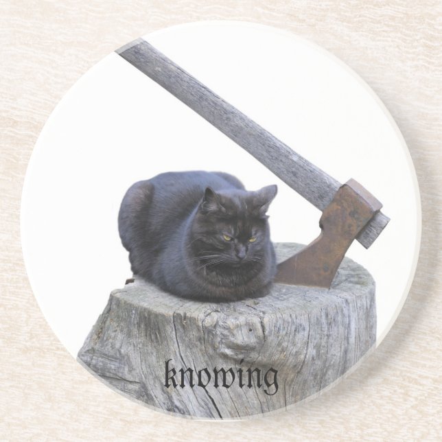 Posavasos De Arenisca gato, sabiendo (Frente)
