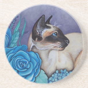 Posavasos De Arenisca Gato siamés de punto de chocolate