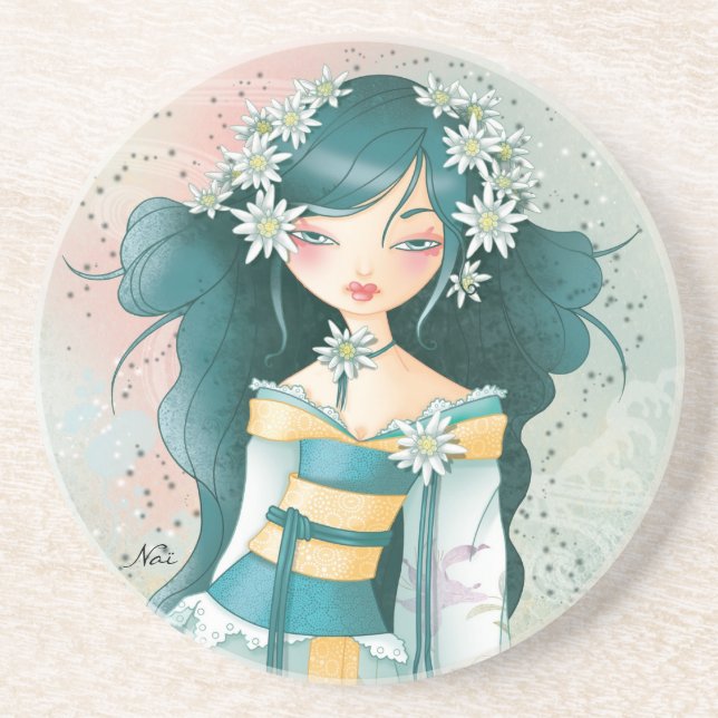 Posavasos De Arenisca Geisha Edelweis (Frente)