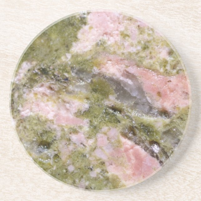 Posavasos De Arenisca Gemstone Series - Thulite rosa y verde (Frente)