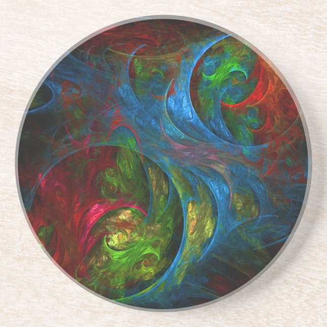 Posavasos De Arenisca Génesis Blue Abstract Art Sandstone Coaster (Frente)