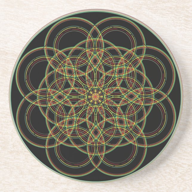 Posavasos De Arenisca Geometría sagrada - mano dibujada (Frente)