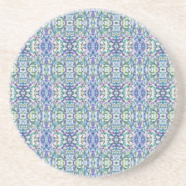 Posavasos De Arenisca Geométrico azul y verde (Frente)