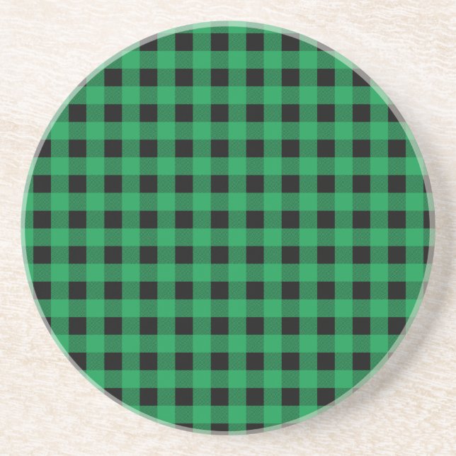 Posavasos De Arenisca Ginham Green y Black (Frente)