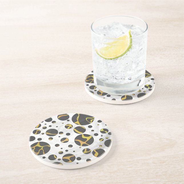 Posavasos De Arenisca Giraffe Brown and Yellow Print (Lado)