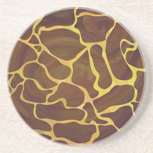 Posavasos De Arenisca Giraffe Brown and Yellow Print (Frente)